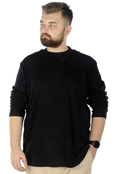 ModeXL Μαύρο πουλόβερ μεγάλου μεγέθους Half Fisherman - Μακρυμάνικο 22558