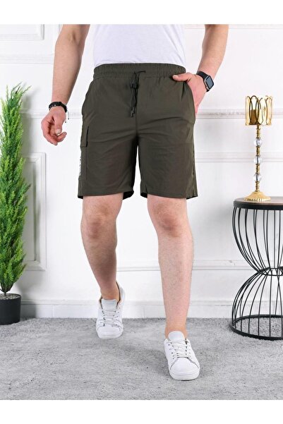 comstar Men's Parachute Printed Khaki Capri Shorts with Elastic Waist