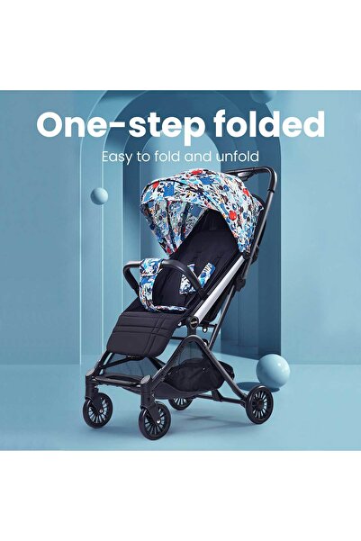 Ominii Lightweight foldable baby stroller with Reclining Seat, Large Canopy & Basket