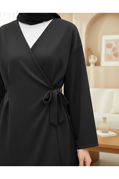 Modamorfo Buy Double Tie Scuba Kimono Set -Black