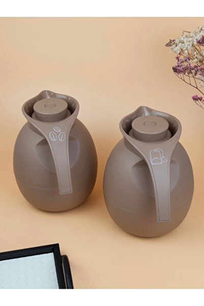 Raz Home Set of 2 High Quality Vaccum Flask for Coffee Tea Water 1000ml Brown