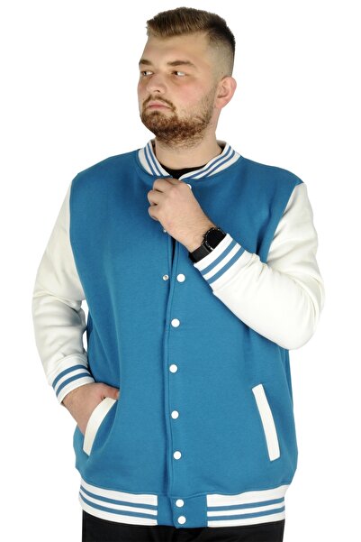 ModeXL Palton de colegiu pentru bărbați de mărime mare Mode Xl cu închidere cu capse 22619 Petrol Green