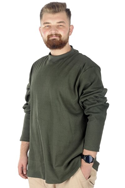 ModeXL Mode Xl Large Size Long Sleeve Half Fisherman Sweater 22558 Khaki