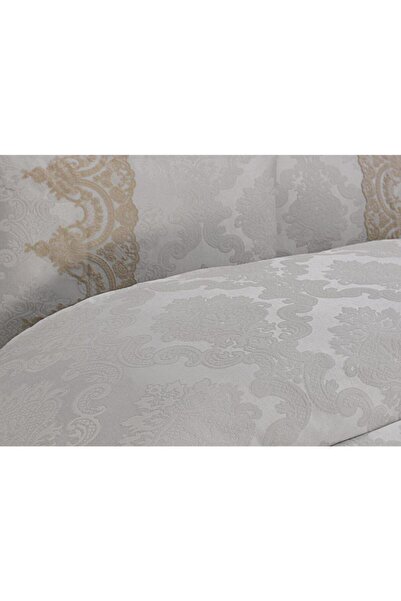 Çeyiz Bahçesi Ahenk Cappuccino Fransız Güpürlü 3 Parça Çift Kişilik Yatak Örtüsü