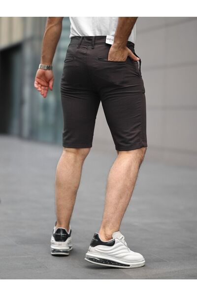 comstar Men's High Waist Basic Summer Tight Brown Capri Shorts