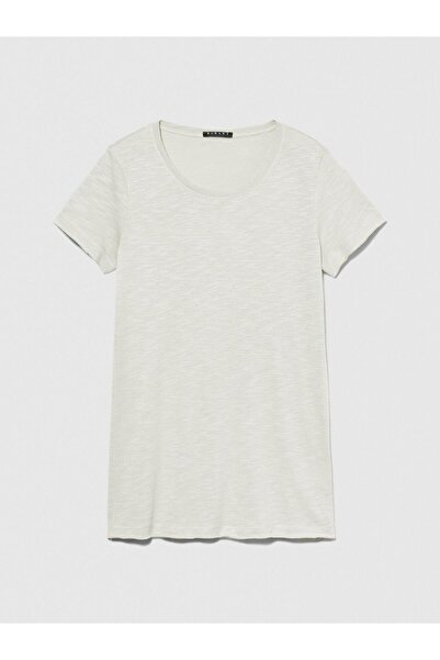 Sisley Γυναικείο μπλουζάκι από βαμβακερό μείγμα με λαιμόκοψη σε μπεζ χρώμα - 324P3TNHL103L