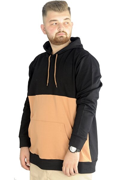 ModeXL Mode Xl Чоловічий світшот з капюшоном і кишенями-кенгуру 22527 Чорний