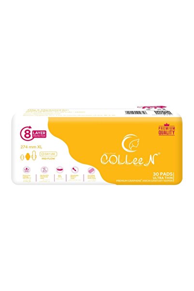 Colleen فوط صحية فاخرة من الجرافين الأنيونية مقاس XL 274 مم | عبوة من 30 فوطة...