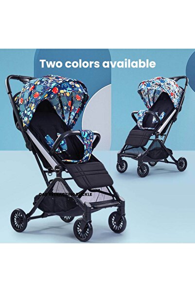 Ominii Lightweight foldable baby stroller with Reclining Seat, Large Canopy & Basket