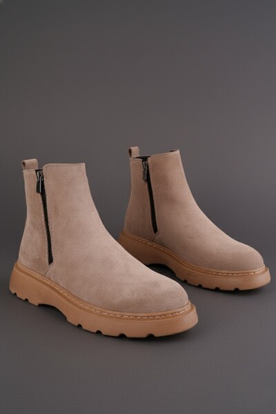 MUGGO Chelsey Genuine Leather Double Zipper Men's Winter Boots