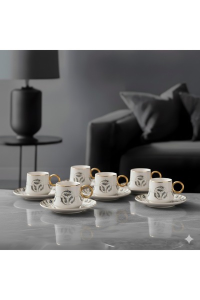 Jumbo Grace 12 Parça 6 Kişilik Kahve Fincan Takımı Gold