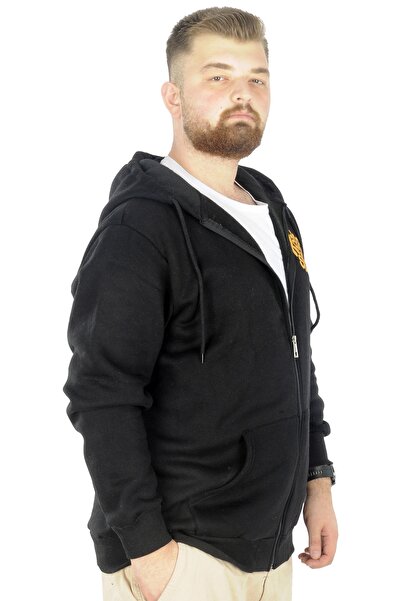 ModeXL Mode Xl Чоловічий светр з капюшоном на блискавці Karmashek 22538 Чорний