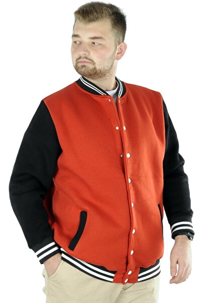 ModeXL Mode Xl Large Size Men's College Coat with Snap Fasteners 22619 Orange