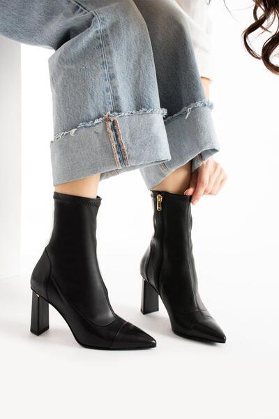 FOLLİNİ Kadın Hakiki Deri Streç Çizme Siyah