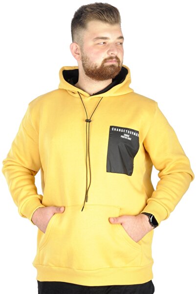 ModeXL Mode Xl Erkek Sweat Kapşon Kanguru 22540 Hardal