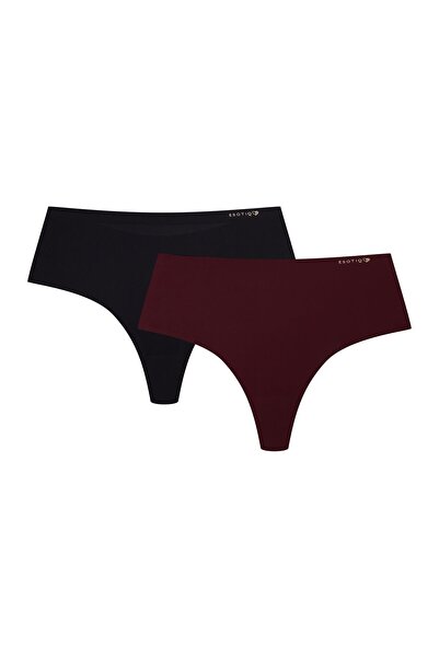 ESOTIQ Chiloți tanga pentru femei, set de 2 buc., invizibili, cu talie înaltă | Parks