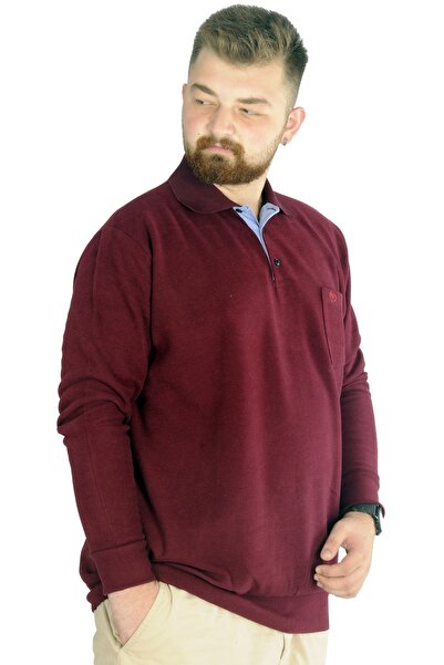 ModeXL Mode Xl Men's Sweat Polo Pocket Thessaloniki Basic 20441 Claret Red