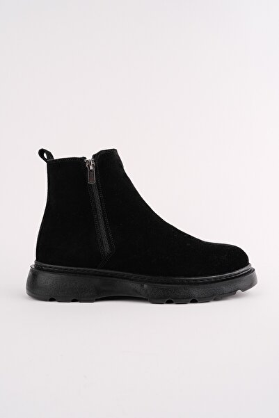 MUGGO Chelsea Genuine Leather Double Zipper Guaranteed Men's Winter Boots