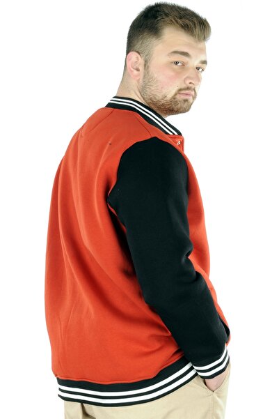 ModeXL Mode Xl Large Size Men's College Coat with Snap Fasteners 22619 Orange