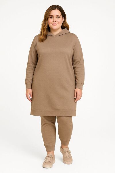 MAY MARA Plus Size 3-Ply 2-Piece Hooded Sharpened Long Side Slit Tracksuit Set