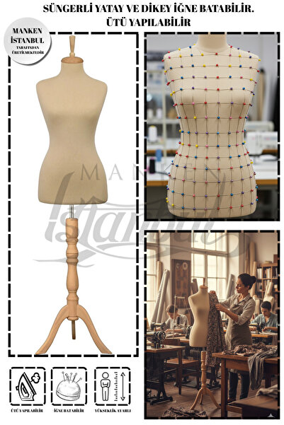 Manken İstanbul 38 Beden Full Iğne Batabilen Terzi Mankeni Prova Mankeni Vitrin Mankeni Po-01