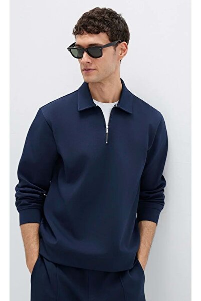 Mavi 0S10382-80872 Half Zipper Sweatshirt Dark Blue