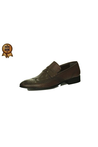 Carlo Sergiotti Ανδρικά κλασικά παπούτσια σε σκούρο καφέ χωρίς κορδόνια, γνήσιο δέρμα εσωτερικά και εξωτερικά, σόλα με τακούνι από νεολιθικό δέρμα