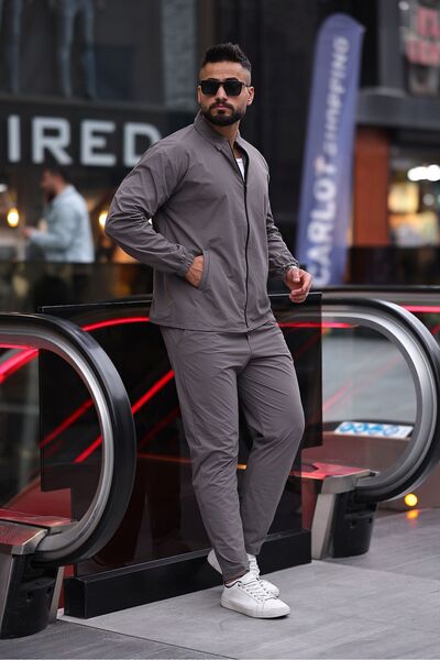 comstar Men's Zipper Shirt Basic Tracksuit Smoked Double Suit