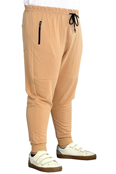 ModeXL Mode Xl Large Size Sweatpants Darpaça Zippered 22501 Beige
