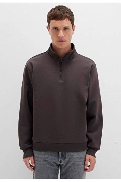 Mavi 0S10278 Basic Half Zipper Sweatshirt Brown