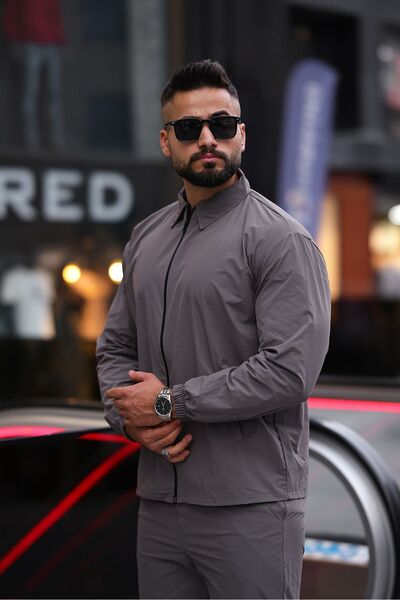 comstar Men's Zipper Shirt Basic Tracksuit Smoked Double Suit