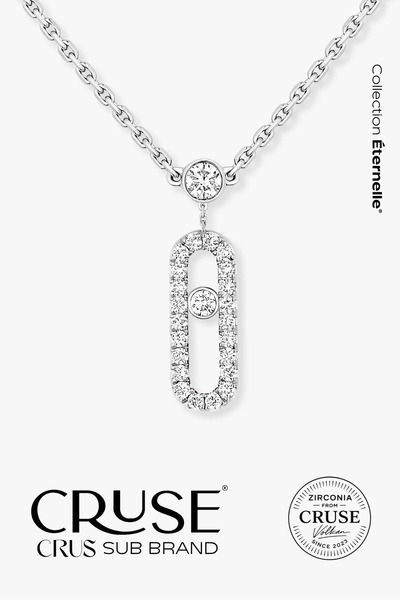 Cruse 925 Ayar Gümüş Éternelle™ Élégance Mini Hareketli Taşlı Kolye 18 Ayar B...