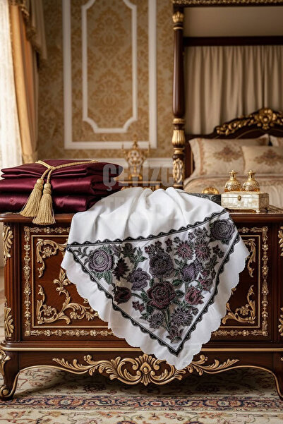 Çt Çeyizci Tekstil Fransız Güpürlü İşlemeli, Çeyizlik Saten  Bohça, Nişan Boh...