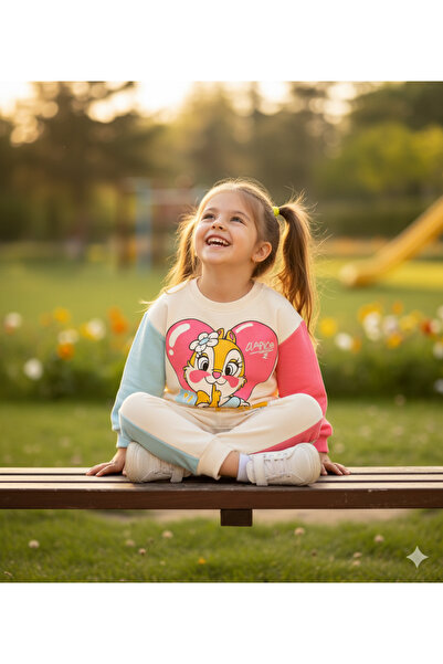 çıtır betüş 2-7 Years Old Teddy Bear Chip & Dale Patterned Children's Tracksuit Set |   Transitional