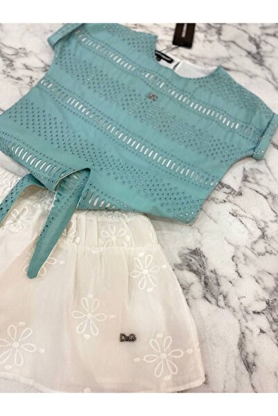 MCLKKİDS Summer Girl's Set with Scalloped Skirt