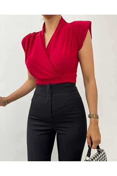 Modamorfo Zero sleeve Shoulder Pad piece Double-Breasted model sandy blouse - burgundy