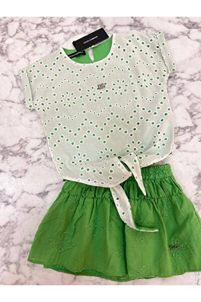 MCLKKİDS Summer Girl's Set with Scalloped Skirt