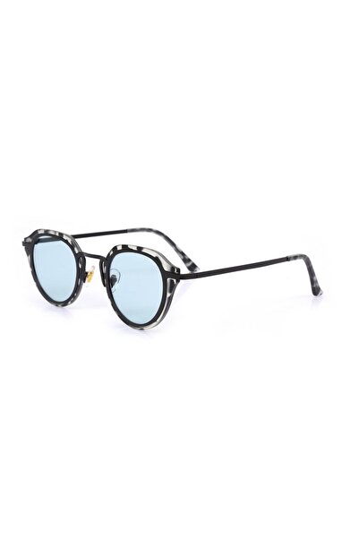 Polo Exchange Black-White Frame Blue Glass Polarized Sunglasses