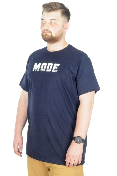 ModeXL Mode Xl Plus Size T-shirt Bis Collar Mode 22196 Navy Blue