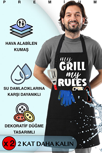 TOSHE Mutfak Önlüğü Suya Dayanıklı Barbekü Önlüğü, Şef Önlüğü 2 Geniş Cepli B...