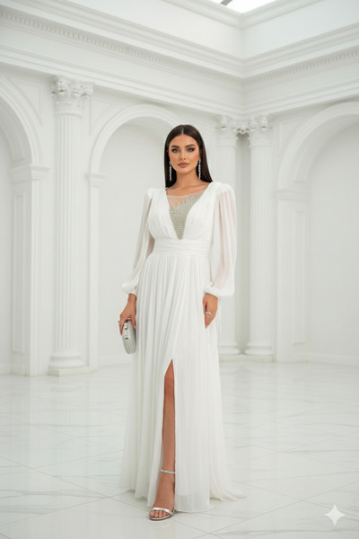 CAREZZA Elbereth – Star Stone Transparent Detailed Evening Dress