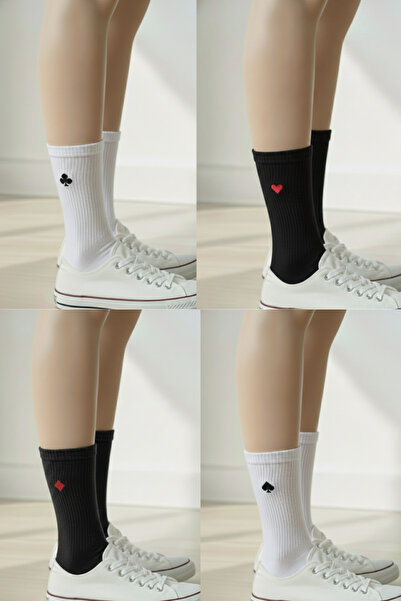 AYDK Игрални карти Пики Клубове Купи Бродирани Черно-бели 4 чифта Летни Зимни...