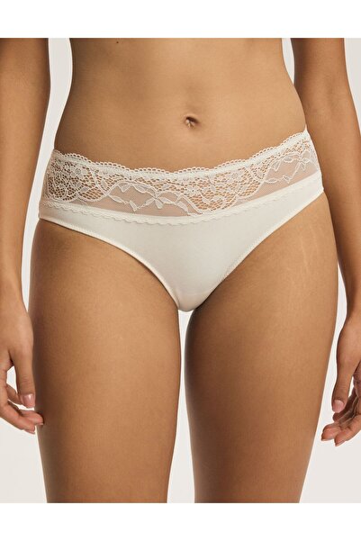 ESOTIQ Women's High Waist Brief 3-Pack Classic Panties with Lace Waistband Cotton & Elastane | Plum