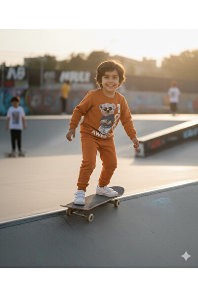 Lupita 3-6 Years Old Teddy Bear Printed Cotton Crew Neck Children's Tracksuit Set |   Transitional