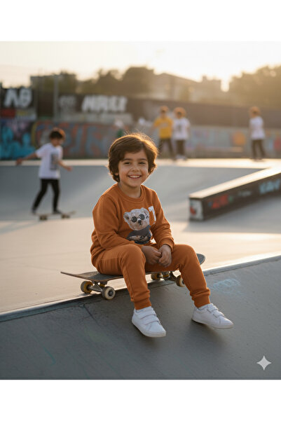 Lupita 3-6 Years Old Teddy Bear Printed Cotton Crew Neck Children's Tracksuit Set |   Transitional