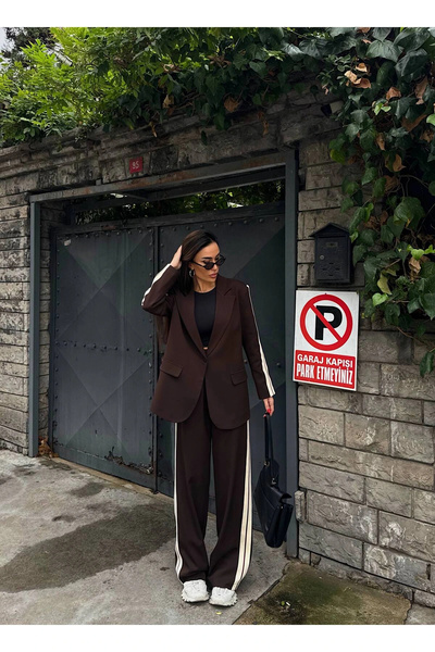 Diemmood Women's Yan Striped Detail Oversized Blazer & Palazzo Set