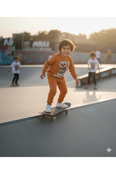 Lupita 3-6 Years Old Teddy Bear Printed Cotton Crew Neck Children's Tracksuit Set |   Transitional