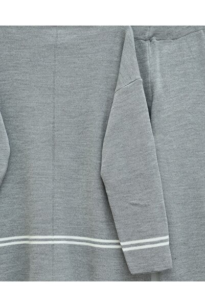 Modamorfo Skirt and Sleeve Striped Knitwear Set - Gray