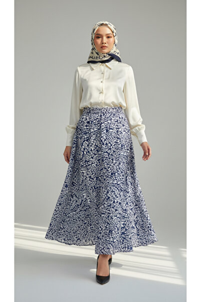 snmbutik Beli lastik detaylı, uzun saten kloş etek