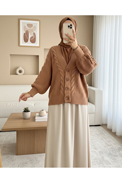 Modamorfo Knitted pattern buttoned araboy cardigan - brown